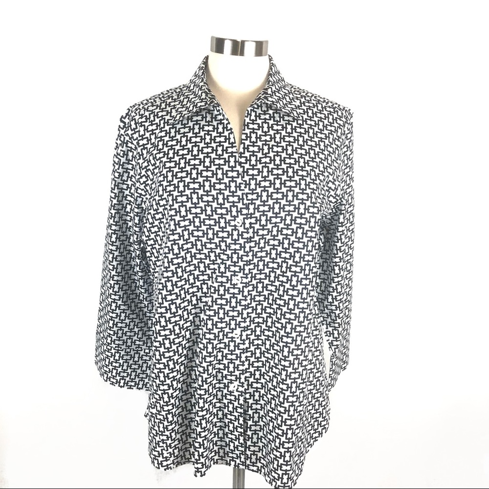 NWOT Foxcroft chainlink easy care cotton blouse XL